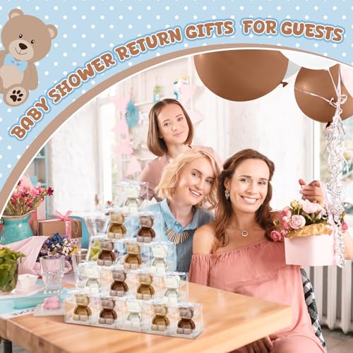 Hoolerry 30 Pcs Baby Shower Favors Bear Candles Favors with Handmade Mini 30 Boxes Bear Shaped Candles Bulk for Baby Shower Boys Girls Wedding Gender Reveal Party Guest(White, Brown) - Image 3