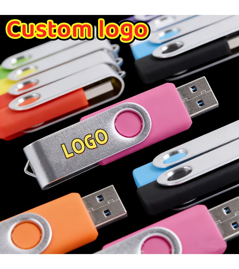 10 فلاشة USB 2.0 حمراء قابلة للدوران 2GB هدية مع مشبك وشعار مخصص - Image 5
