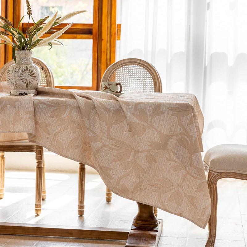 AIRCOWRIE Cotton Linen Tablecloth for Rectangle Tables, Heavy Duty Wrinkle Free Water Resistant Washable Cloth Dining Table Cover for Kitchen and Outdoor Use(Begonia Flower, 54â€Ã—78â€, Rectangle) - Image 3