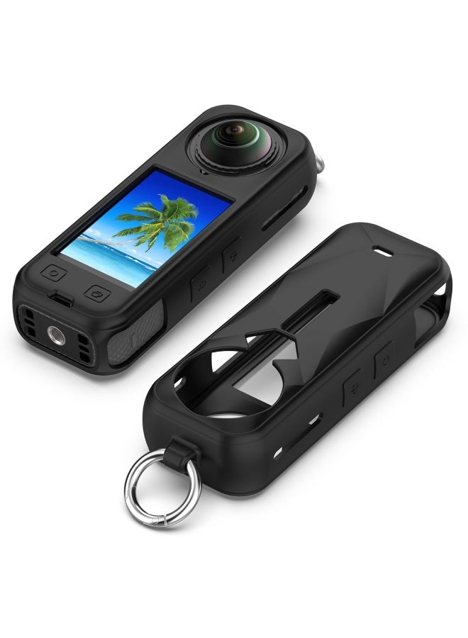 Case Cover Compatible with Insta360 X5 Soft Anti Drop Silicone Replacement Protective Cases Camera Accessories(Black) - Image 2