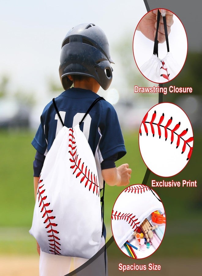 MIMIND 16 Pcs Baseball Drawstring Bag 15.8 x 13.4 Inch Baseball Backpack Treat Bag for Sports Decoration - Image 3