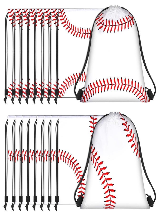 MIMIND 16 Pcs Baseball Drawstring Bag 15.8 x 13.4 Inch Baseball Backpack Treat Bag for Sports Decoration - Image 1