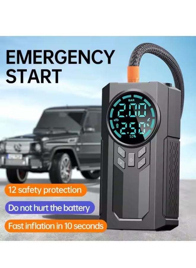 SMARTX Portable Cordless Car Battery Emergency Care Starter Air Pump Power Bank, Tire Air Pump, Air Compressor To Easily Inflate Tires, LED Display, With Flashlight, Mobile Power Supply, Large Capacity Storage - Image 3