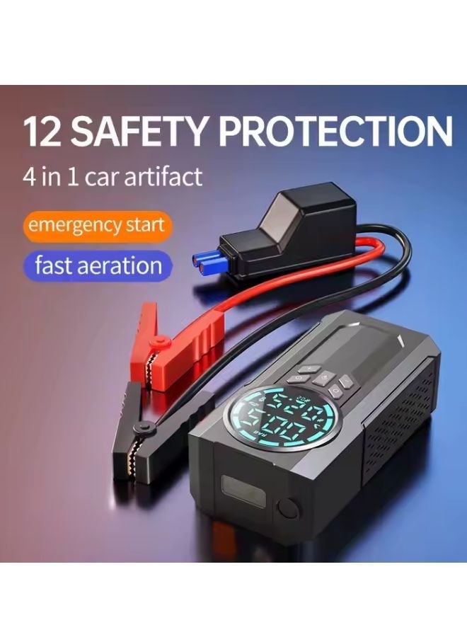 SMARTX Portable Cordless Car Battery Emergency Care Starter Air Pump Power Bank, Tire Air Pump, Air Compressor To Easily Inflate Tires, LED Display, With Flashlight, Mobile Power Supply, Large Capacity Storage - Image 4