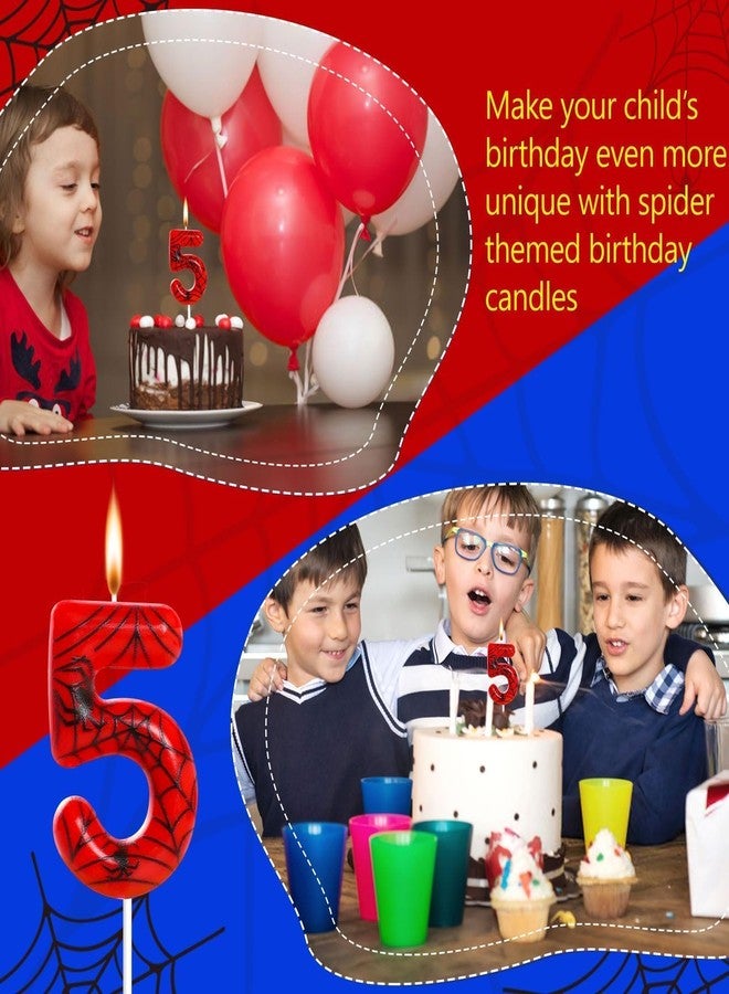 Sel Natural شمعة عيد ميلاد رقم 5 بتصميم العنكبوت، شموع أرقام، شموع لتزيين كعكة عيد الميلاد، شموع عيد ميلاد بتصميم شبكة العنكبوت للأولاد والبنات، لوازم تزيين حفلات العنكبوت (رقم 5) - Image 5