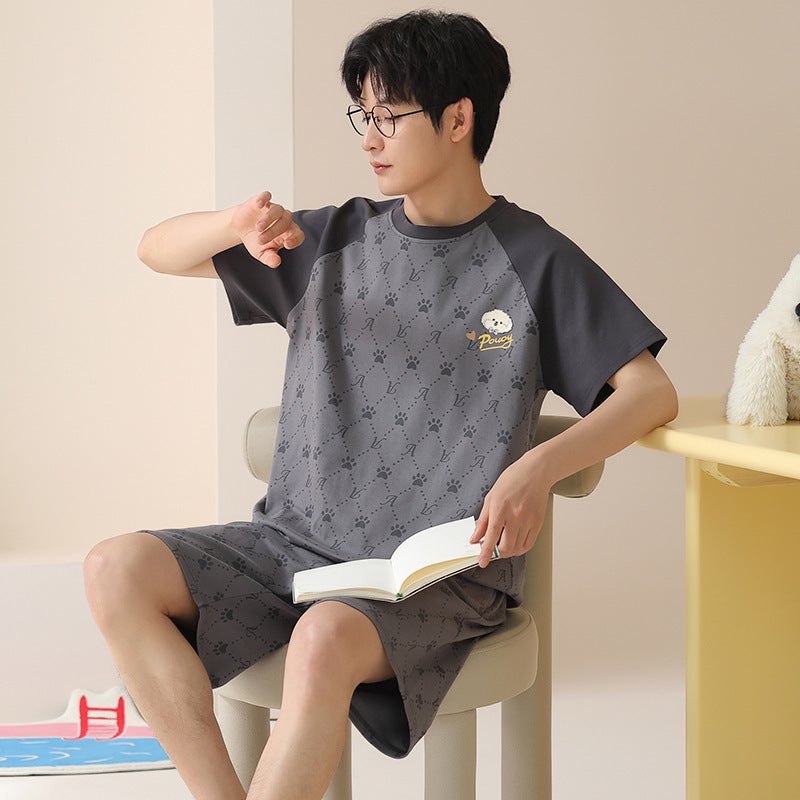 Men'S Pajamas Summer Cotton Short-Sleeved Cartoon Student Thin Junior Boys Summer Shorts Home Clothes Suit - Image 5