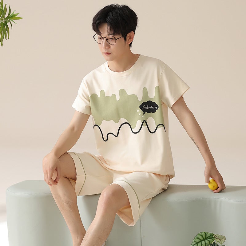 Men'S Pajamas Summer Cotton Short-Sleeved Cartoon Student Thin Junior Boys Summer Shorts Home Clothes Suit - Image 3