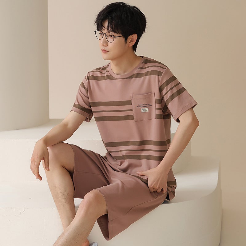 Men'S Pajamas Summer Cotton Short-Sleeved Cartoon Student Thin Junior Boys Summer Shorts Home Clothes Suit - Image 1