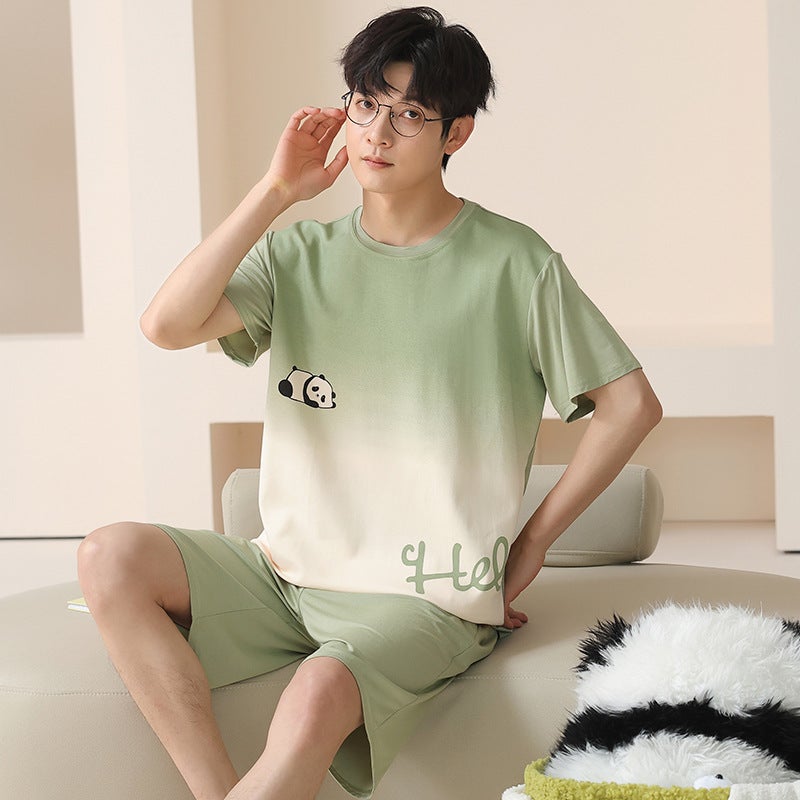 Men'S Pajamas Summer Cotton Short-Sleeved Cartoon Student Thin Junior Boys Summer Shorts Home Clothes Suit - Image 2