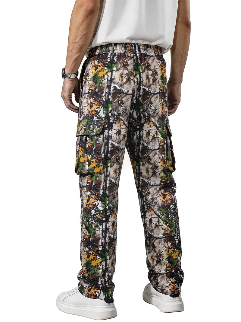 Comdecevis Men's Camo Cargo Pants Workout Joggers Stretch Sweatpants Hiking Drawstring Tactical Pants with Multi Pockets 36w - Image 3