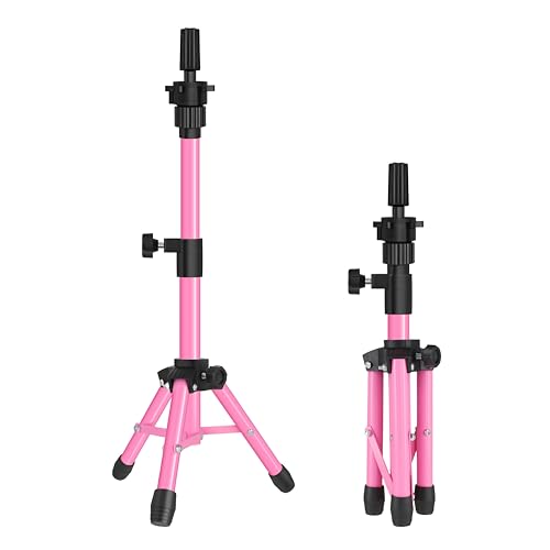 AliLeader 25 Inch Mannequin Head Stand Tripod for Mannequin Head Wig Stand Tripod Wig Head Stand for Training Heads and Canvas Block Head Mannequin Head Not IncludedPink - Image 1