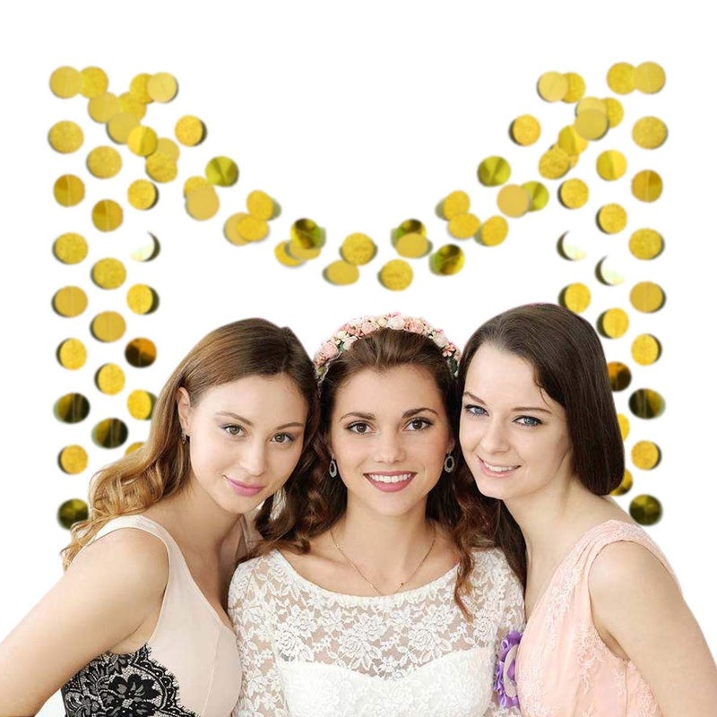 TTSAM 6 Pcs Glitter Gold Paper Circle Dots Garland Party Hanging Decorations Birthday Party Bachelorette Party Engagement Party Bridal Shower Wedding Baby Shower Christmas Supplies Photo Backdrop (52 Feet) - Image 3