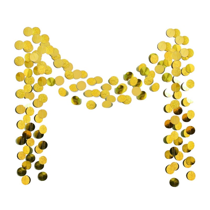 TTSAM 6 Pcs Glitter Gold Paper Circle Dots Garland Party Hanging Decorations Birthday Party Bachelorette Party Engagement Party Bridal Shower Wedding Baby Shower Christmas Supplies Photo Backdrop (52 Feet) - Image 1