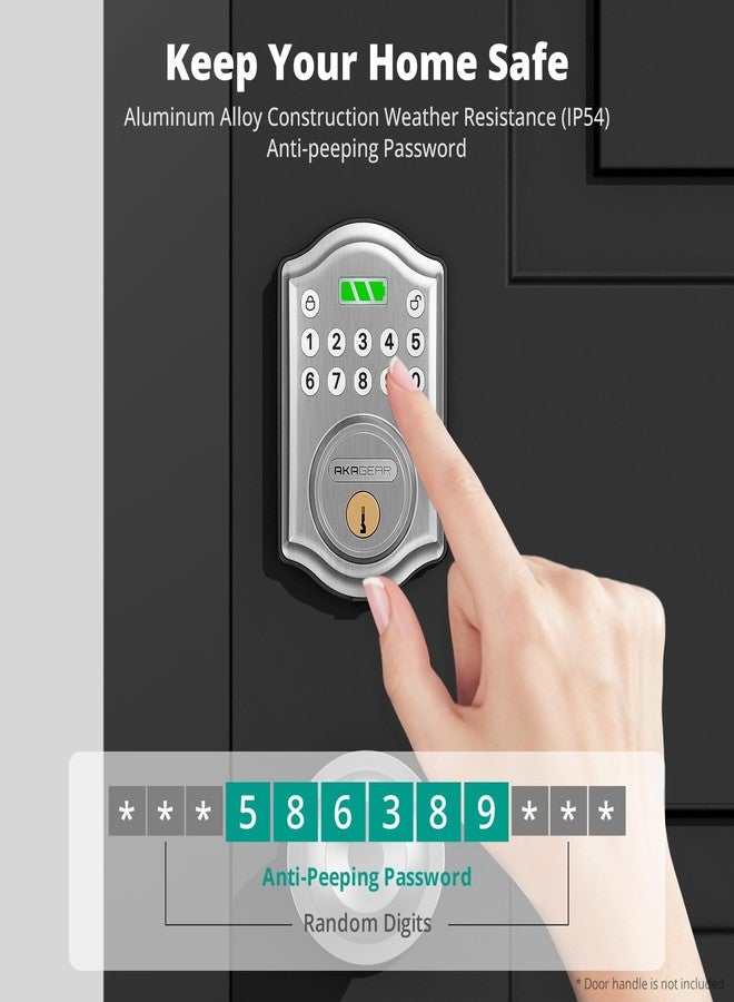 AkaGear Keyless Entry Door Lock with Keypad - Smart Deadbolt Lock for Front Door with 2 Keys - Auto Lock - Easy Installation - DS10 Mini (Satin Nickel) - Image 5