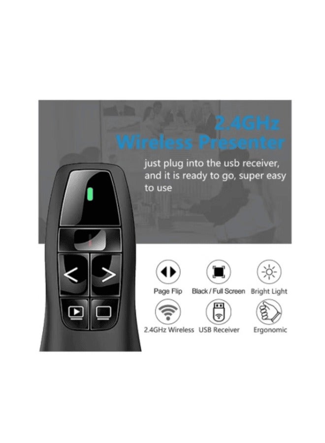 وايرلس جهاز تحكم عن بعد لاسلكي للعرض التقديمي R400 2.4 جيجاهرتز لاسلكي USB لعرض PowerPoint مع مؤشر قلم ليزر أحمر اللون PPT للعرض التقديمي - Image 4