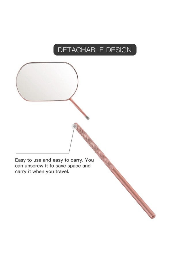 بريتي ميموري مرآة الرموش، مرآة مكياج من الفولاذ المقاوم للصدأ مقاس 2.2 بوصة، ملحقات وصلات الرموش لمستلزمات وصلات الرموش، أدوات تقنية الرموش الضرورية (ذهبي وردي) - Image 4