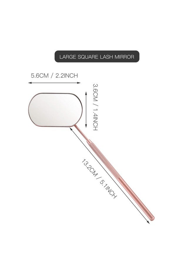 بريتي ميموري مرآة الرموش، مرآة مكياج من الفولاذ المقاوم للصدأ مقاس 2.2 بوصة، ملحقات وصلات الرموش لمستلزمات وصلات الرموش، أدوات تقنية الرموش الضرورية (ذهبي وردي) - Image 2