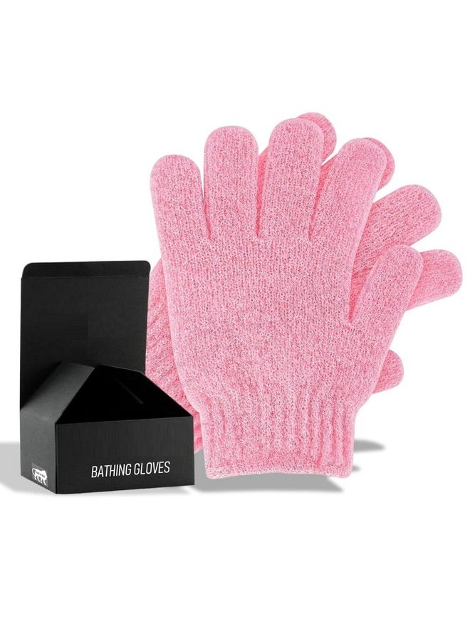 Valkyrie VALKYRIE 2Pcs Exfoliating Wash Gloves Dual Texture Bath Gloves for Shower Body Scrub Exfoliating Mitt Dead Skin Remover Exfoliator Mitten Natural Body Loofah Washcloth (2pcs Pink)  - Image 1