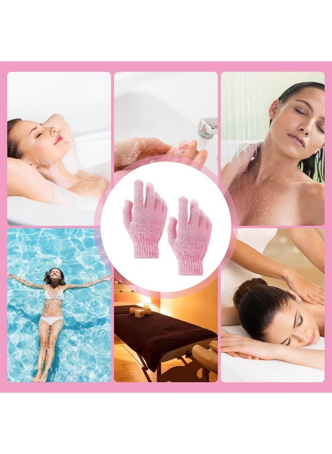 Valkyrie VALKYRIE 2Pcs Exfoliating Wash Gloves Dual Texture Bath Gloves for Shower Body Scrub Exfoliating Mitt Dead Skin Remover Exfoliator Mitten Natural Body Loofah Washcloth (2pcs Pink)  - Image 2