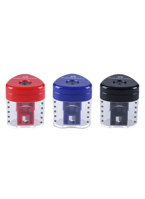 3-Piece Triangular Grip Tub Sharpener Assorted Colours