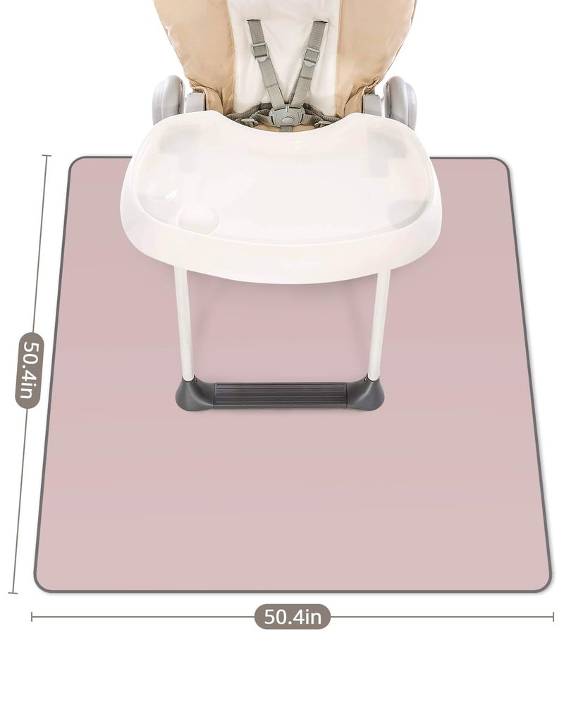 Blissful Diary Baby Splat Mat for Under High Chair, 50.4 x 50.4 Inch Wipeable Splash Mat, Waterproof and Washable, Anti-Slip Floor Protector, Blush Pink - Image 3