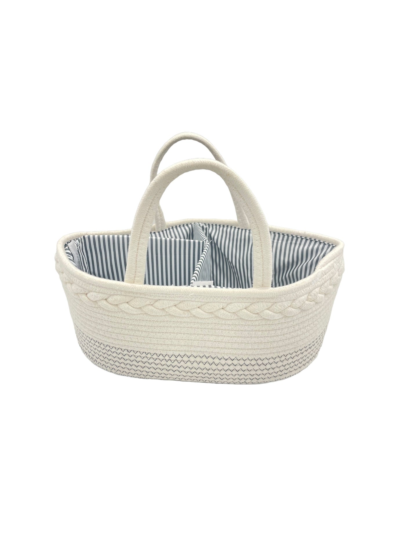 general Rope Diaper Caddy White  Organizer for Diapers and Baby Wipes, Cotton Rope Diaper Basket Caddy