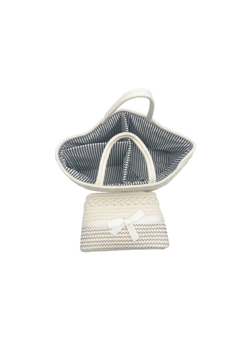 general Rope Diaper Caddy White  Organizer for Diapers and Baby Wipes, Cotton Rope Diaper Basket Caddy - Image 2
