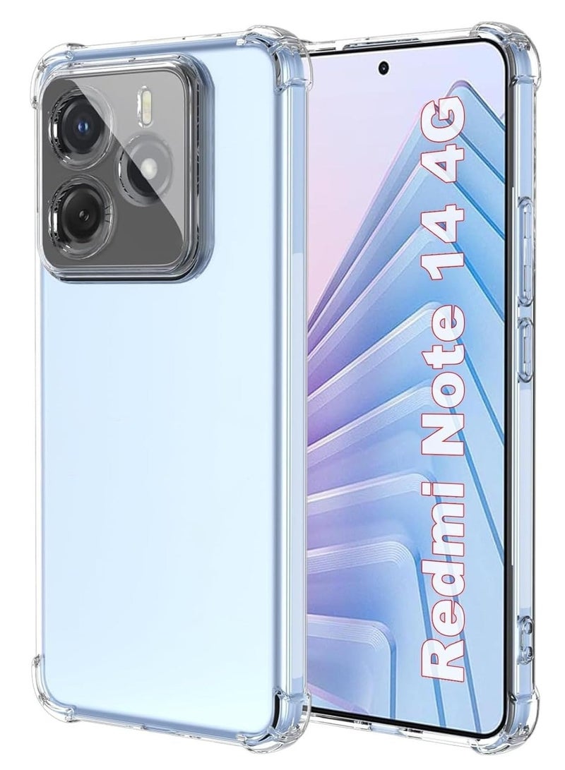 Case Compatible with Xiaomi Redmi Note 14 4G, Cover Silicone Transparent TPU Gorilla Anti-shock Protector Camera Shockproof Corners - Clear