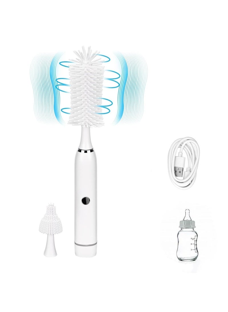 SYOSI Electric Bottle Brush, Electric Baby Bottle Cleaning Brush Kit, Silicone Bottle Brush Set, Rechargeable Cordless Electric Brush, Portable Baby Bottle Brush for Cleaning Bottle and Nipple - Image 1