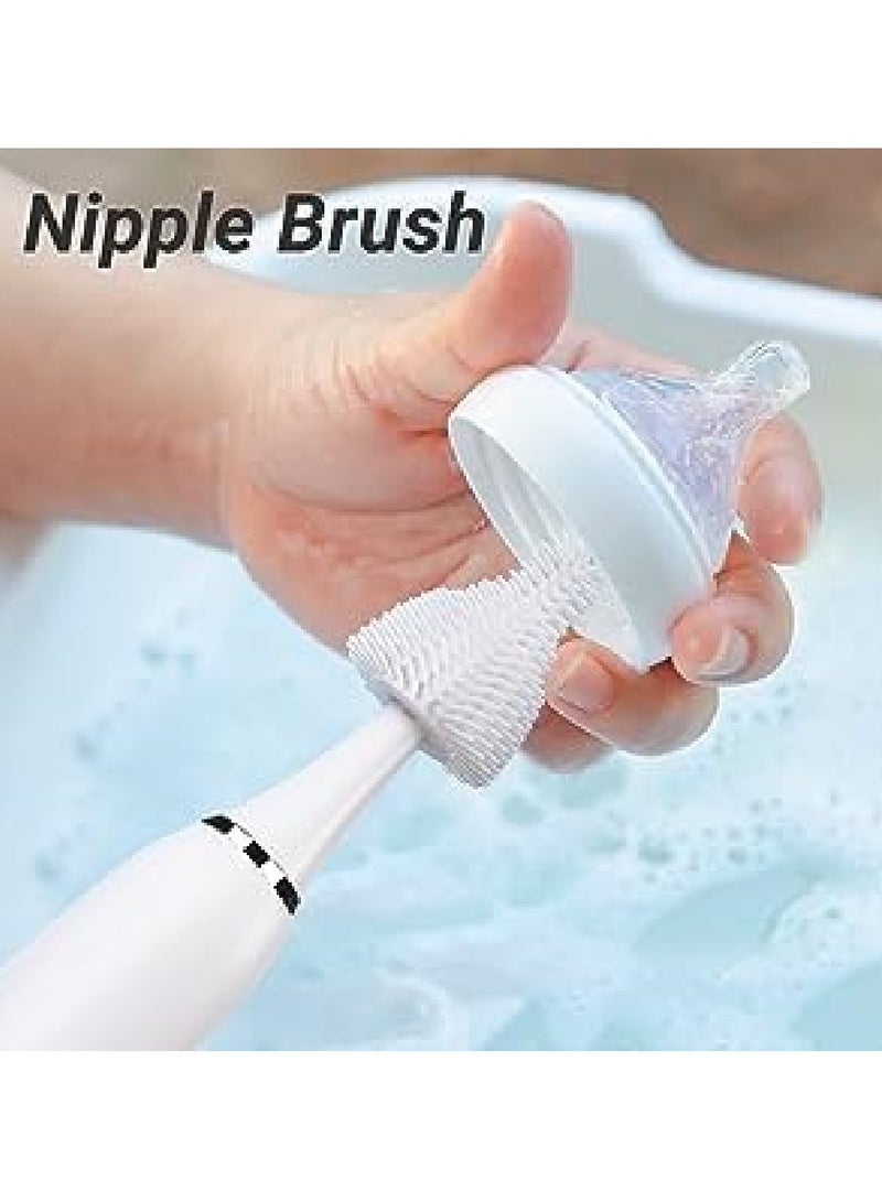 SYOSI Electric Bottle Brush, Electric Baby Bottle Cleaning Brush Kit, Silicone Bottle Brush Set, Rechargeable Cordless Electric Brush, Portable Baby Bottle Brush for Cleaning Bottle and Nipple - Image 3