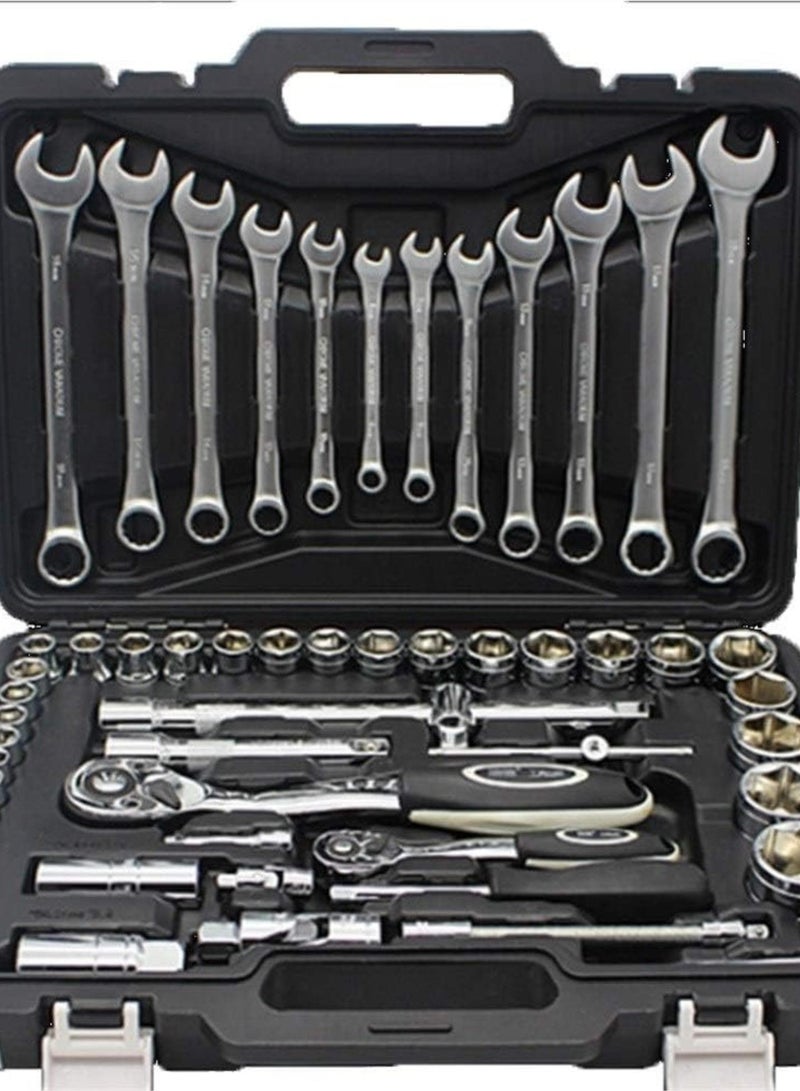GGOOT Hardware Tool 82pcs the key Combination Ratchet Torque Wrench 1/2 set Auto Repair Hand Tools for Car Kit a set of keys spanners (Color : ZHGJ2018 002H)  - Image 2