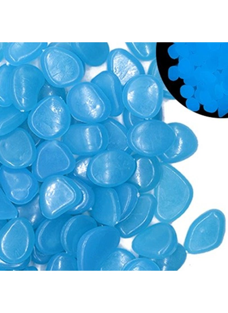 Luminous Stone 500 Pack Factory Wholesale Cross-border Gardening Fish Tank Landscaping Pebbles Plastic Artificial Fluorescent Stone Dark Blue 