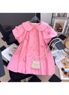 Girls Shirt Dress Summer Foreign Style New Mori Doll Collar Love Short Sleeve Puff Sleeve Skirt