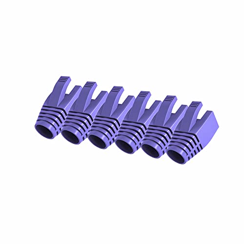 VIVOCH 50 Pcs Cat7 Cat7A Cat8 Strain Relief Boot, RJ45 Plug Connector Cover Modular Network Plug Connector Cap Cable Connector Boots, Purple - Image 1