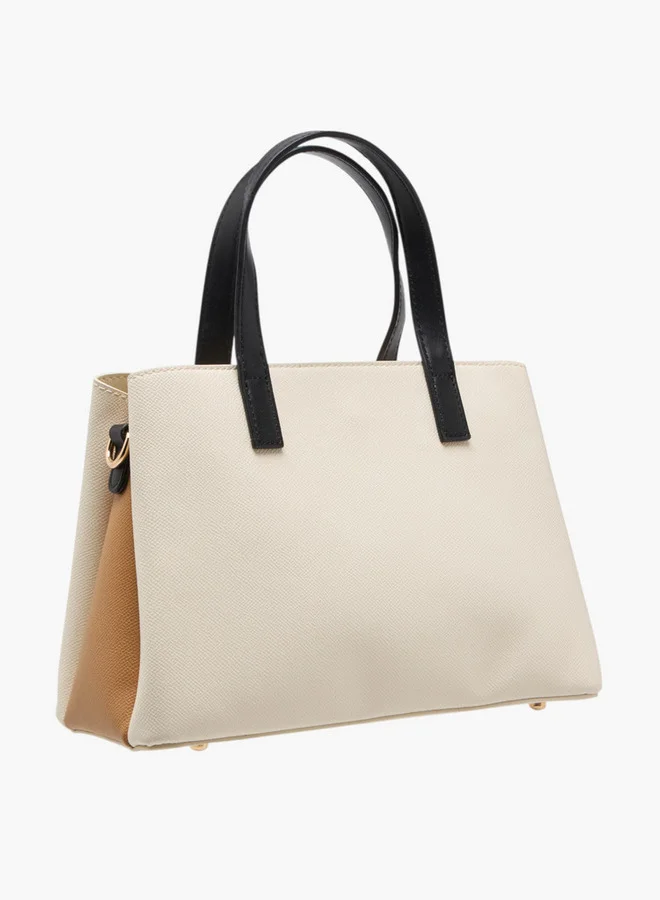Flora Bella By Shoexpress Women Solid Tote Bag with Double Handles and Detachable Strap