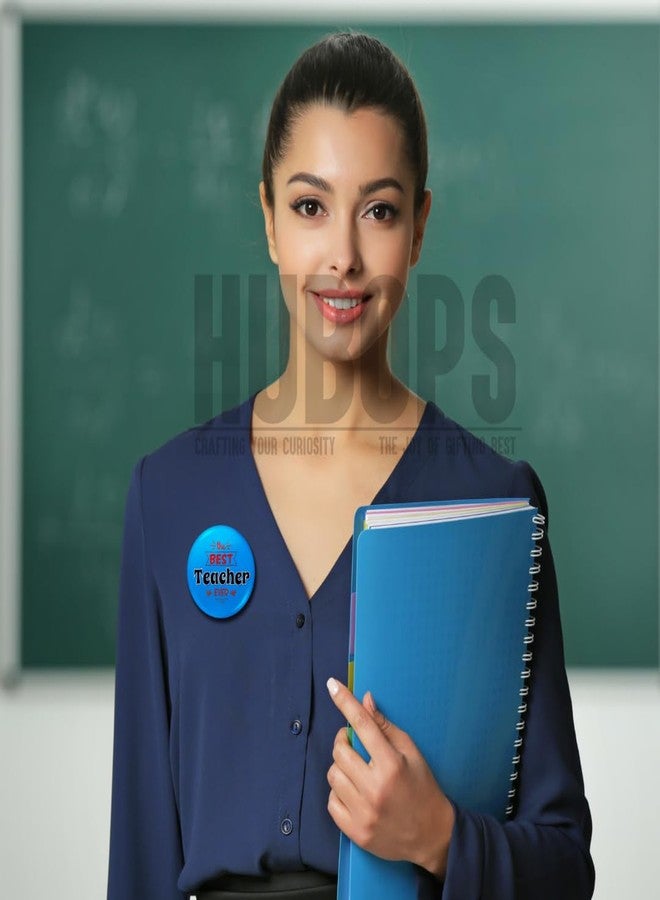 Hubops the best teacher ever badge Round Pin Button Badge for Happy Teachers Day & Other Events school (pack of 12 58mm) - Image 3