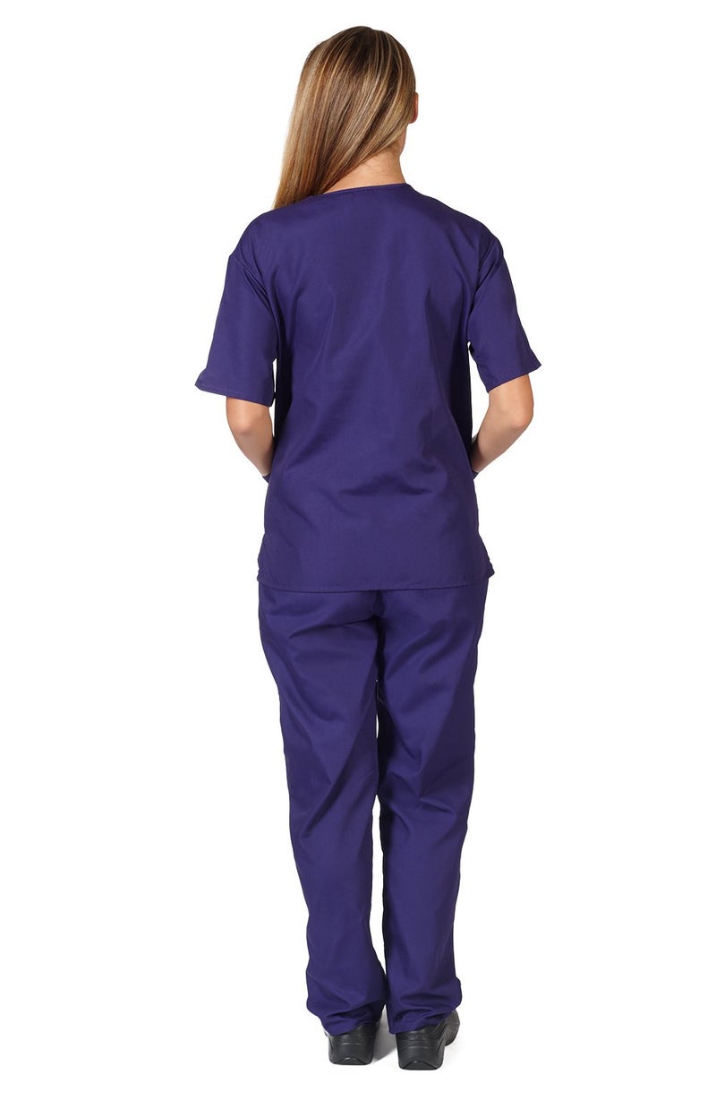 Natural Uniforms Women's Scrub Set - Medical Scrub Top and Pant, Purple, Large - Image 3