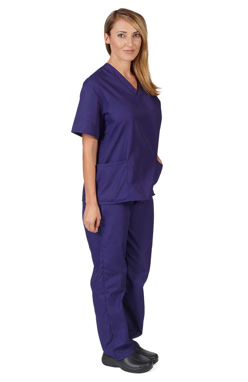 Natural Uniforms Women's Scrub Set - Medical Scrub Top and Pant, Purple, Large - Image 2