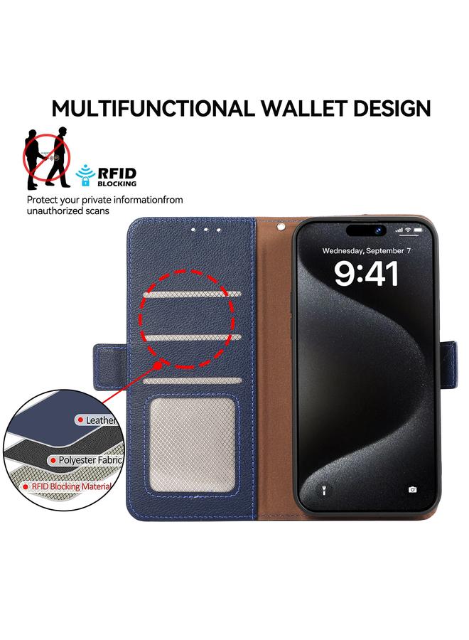 اس-توب جراب هاتف iPhone 12 Pro Max من ABEEL مصنوع من الجلد بنمط الليتشي المغناطيسي الجانبي بتقنية RFID - Image 4