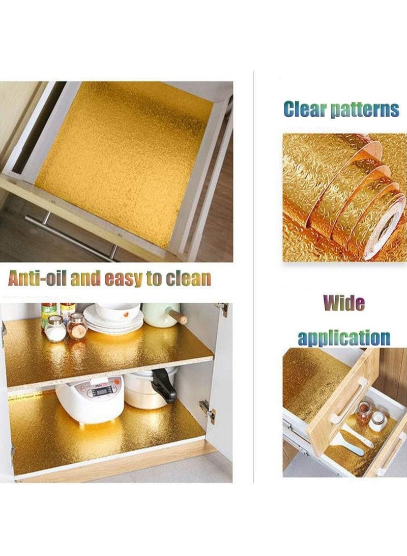 MARKQ Gold self adhesive wallpaper 60x300cm Peel and Stick Contact Paper for Furniture Cabinets Bookshelf Stove Countertop Kitchen Backsplash Stickers Oil Proof Waterproof Aluminum Foil Stickers - Image 3