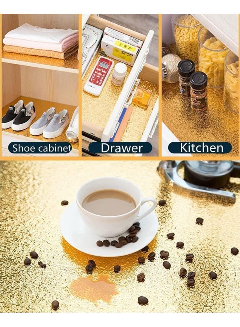 MARKQ Gold self adhesive wallpaper 60x300cm Peel and Stick Contact Paper for Furniture Cabinets Bookshelf Stove Countertop Kitchen Backsplash Stickers Oil Proof Waterproof Aluminum Foil Stickers - Image 4