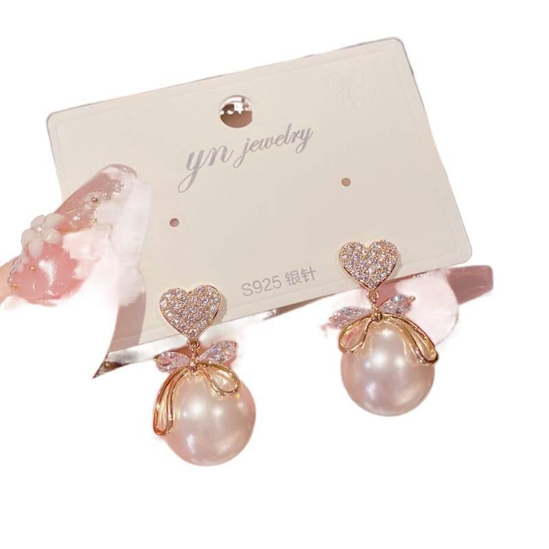 Gold Pearl Earrings with Rhinestone Detail and 925 Sterling Silver Lightweight Non Pierced Jewelry for Women and Daily Wear - Image 2