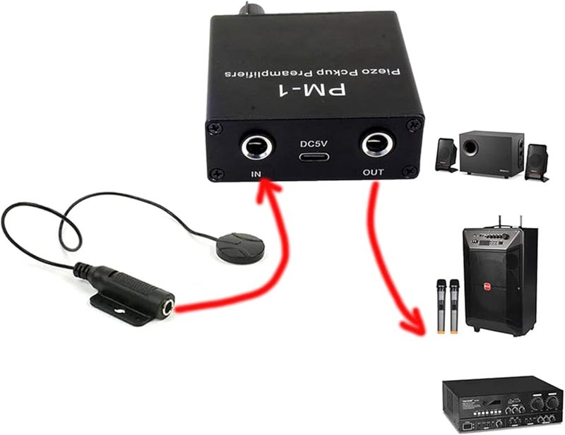 Adjustable Guitar Preamp Amplifier High Impedance Preamplifier Circuit Type C DC5V Charging - Image 3