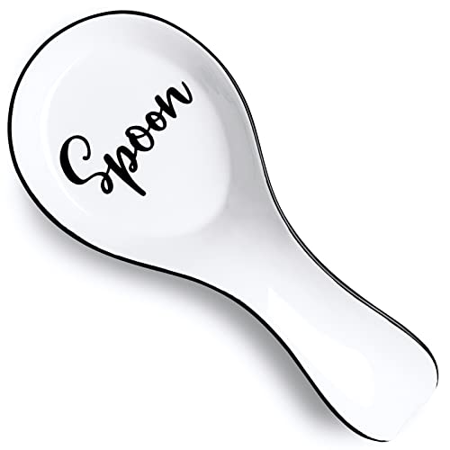 DAYYET Ceramic Spoon Rest for Stove Top, DAYYET Large Spoon Holder, Spoon Rest for Kitchen Counter, Spatula Holder Utensil Rest for Ladles, Tong, Modern Kitchen Decor, White - Image 1