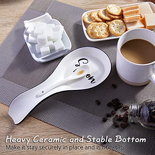 DAYYET Ceramic Spoon Rest for Stove Top, DAYYET Large Spoon Holder, Spoon Rest for Kitchen Counter, Spatula Holder Utensil Rest for Ladles, Tong, Modern Kitchen Decor, White - Image 5