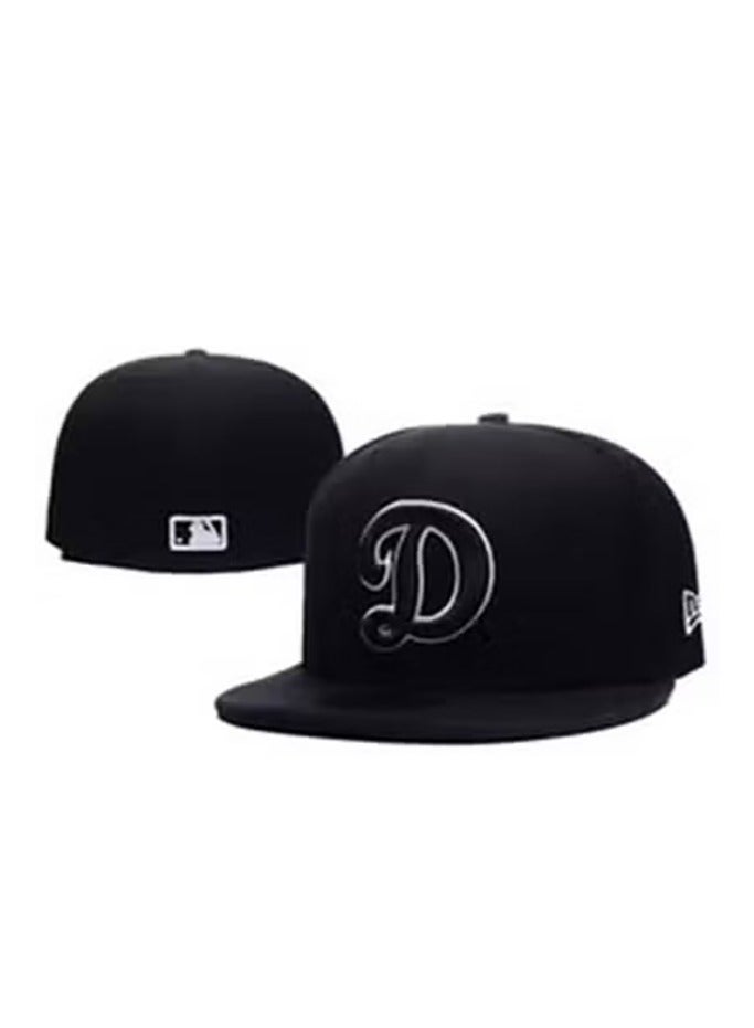 NEW ERA All - Black Trendy Baseball Cap, "D" Logo Style, 55.8cm