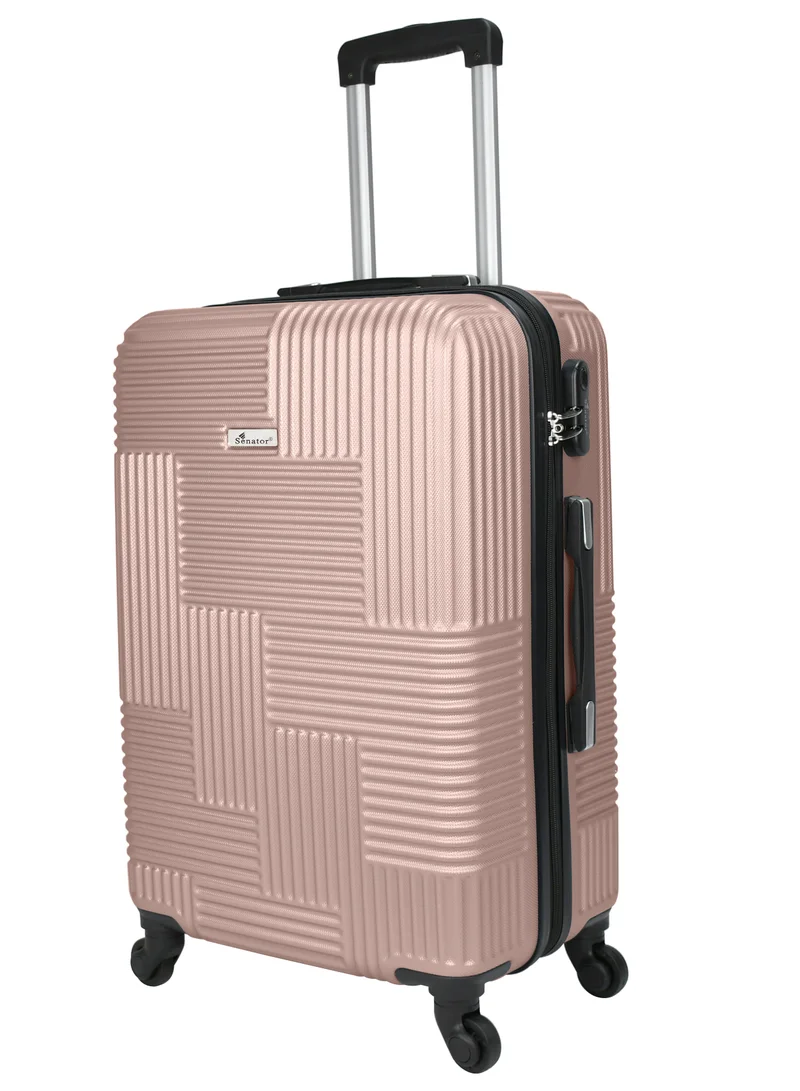 SENATOR Hard Shell Travel Bags Trolley Luggage Set of 3 Piece Suitcase for Unisex ABS Lightweight with 4 Spinner Wheels KH110 Rose Gold