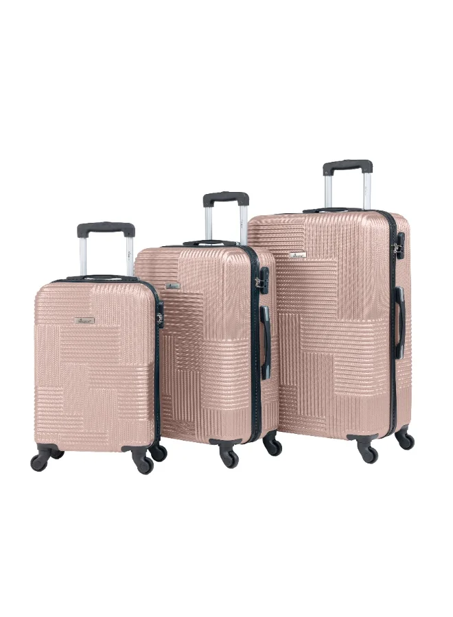 SENATOR Hard Shell Travel Bags Trolley Luggage Set of 3 Piece Suitcase for Unisex ABS Lightweight with 4 Spinner Wheels KH110 Rose Gold