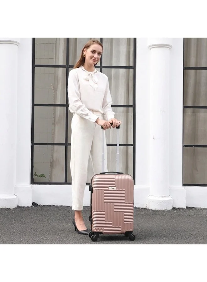 SENATOR Hard Shell Travel Bags Trolley Luggage Set of 3 Piece Suitcase for Unisex ABS Lightweight with 4 Spinner Wheels KH110 Rose Gold