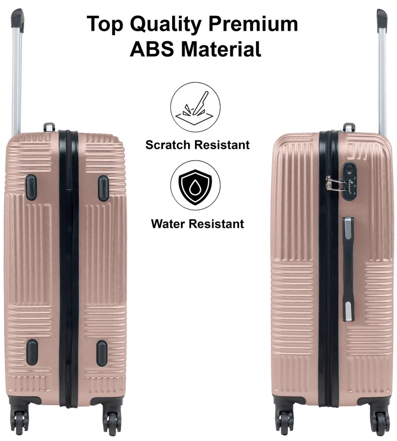 SENATOR Rose Gold Hard Shell Travel Bags Trolley Luggage Set of 3 Piece Suitcase for Unisex ABS Lightweight with 4 Spinner Wheels KH110 Rose Gold  | Best Price UAE
